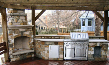 Rustic  Pergola in Houston With Fireplace Outdoor  Kitchen 